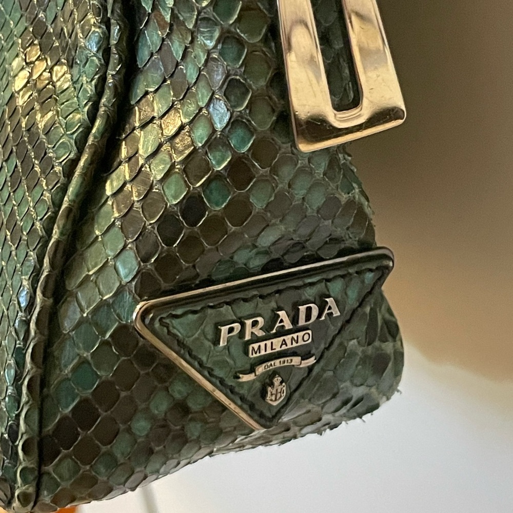 Prada Satchel Crossbody Bag in Emerald and Forrest Green Python